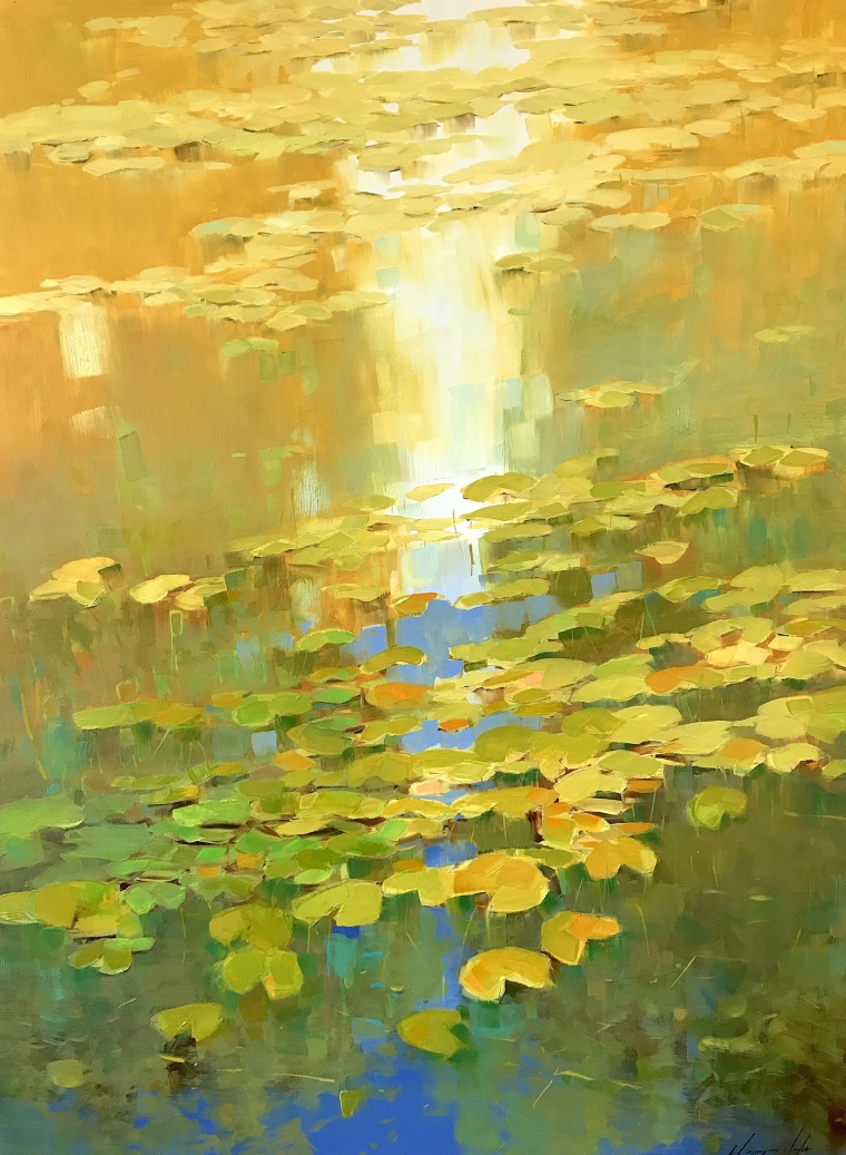 Waterlilies Pond, Original oil Painting, Handmade artwork, One of a Kind     